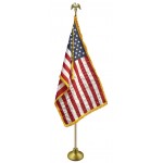 Deluxe Aluminum Pole U.S. Flag Indoor Display Sets