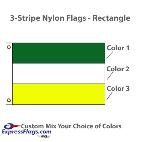 3-Horizontal Stripe Nylon Flags - RectangleNY-R3S