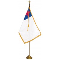 Deluxe Aluminum Pole Christian Flag Indoor Display Sets