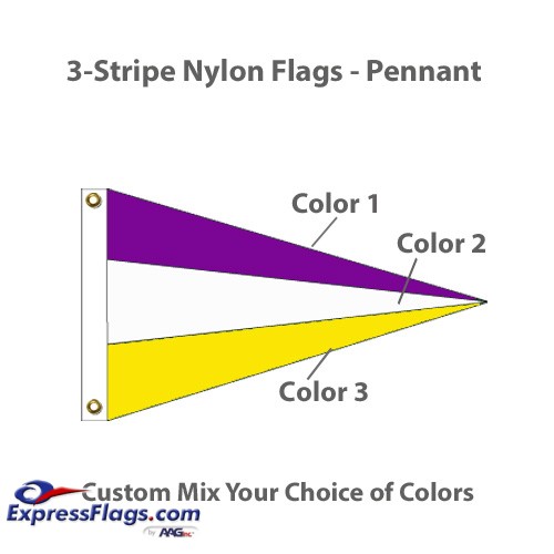 3-Stripe Nylon Flags - PennantNY-P3S