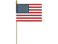 No Fray Poly-Cotton U.S. Stick Flags 8in x 12in - Spear Tip - Made in USA