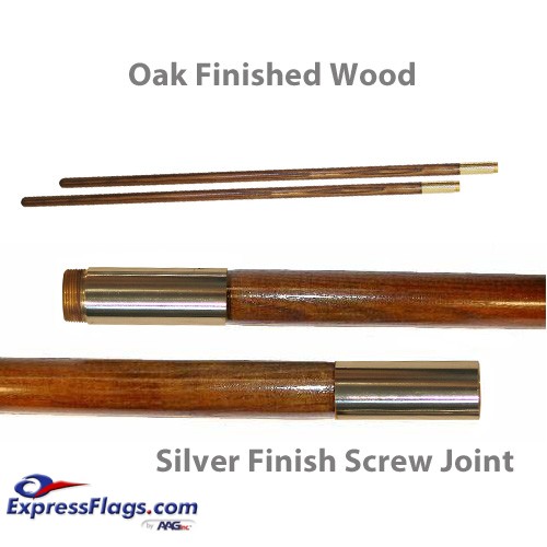 Oak Finished Wood Indoor Poles - Chrome Plated Solid Brass Screw JointPW-S
