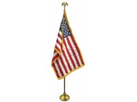 Deluxe Oak Finish Pole U.S. Flag Indoor Display Sets