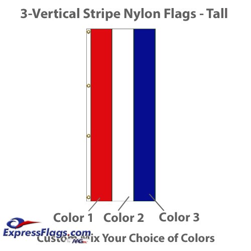 3-Vertical Stripe Nylon Tall Flags - 8  x 3NY-T3VS-83
