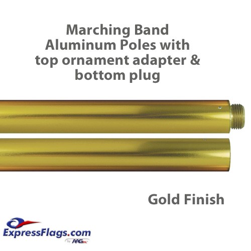Aluminum Marching Band Poles - Ornament Adapter & Bottom Plug, GoldMP-G