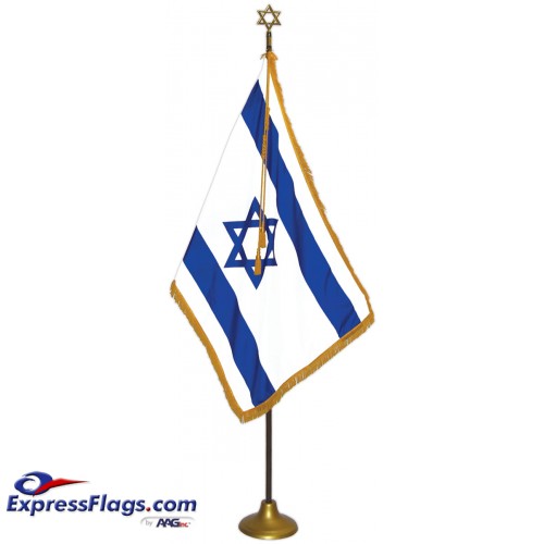 Deluxe Aluminum Pole Zion / Israel Flag Indoor Display SetsZA