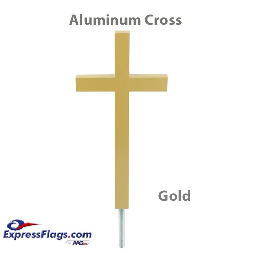 Aluminum Plain Cross Outdoor Flagpole Ornaments - Gold FinishPC-G