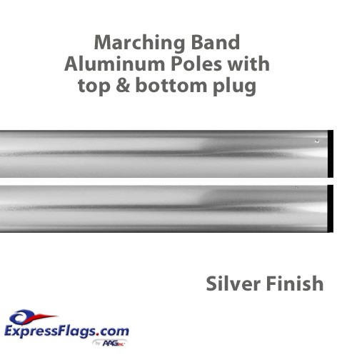 Aluminum Marching Band Poles - Top & Bottom Plug, SilverMP2-S
