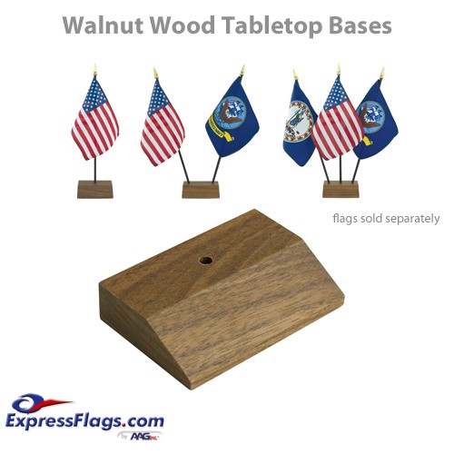 Walnut Wood Tabletop Flag BasesStyle 8