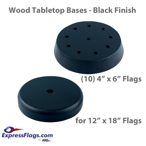 Wood Tabletop Flag Bases - Black FinishStyle 3