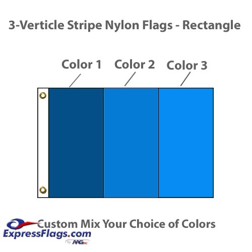 3-Verticle Stripe Nylon Flags - RectangleNY-R3VS
